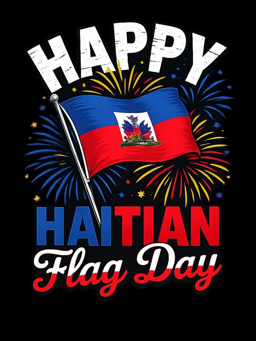 Happy Haitian Flag Day Fireworks Tee - Picture 2 of 2
